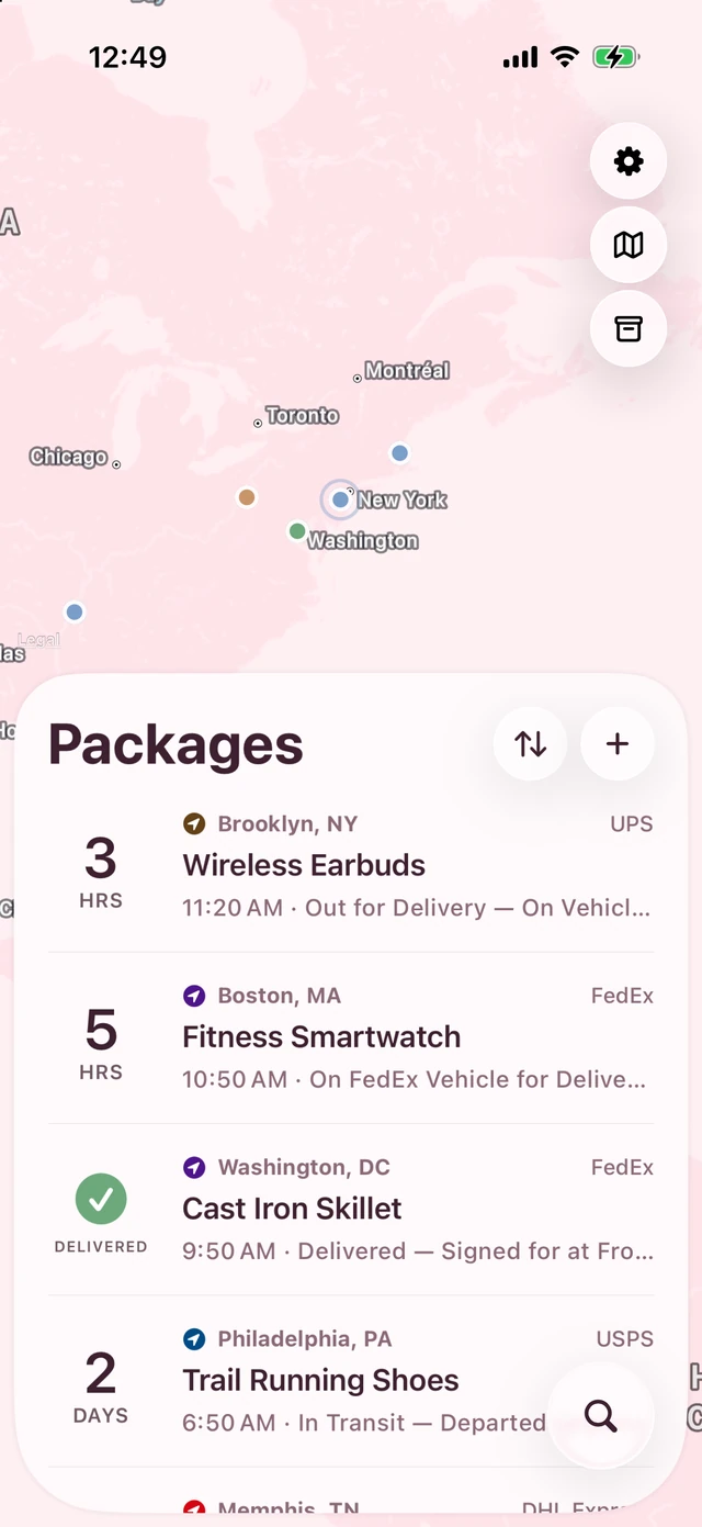 Pallet in the Sakura theme: soft pink map and list