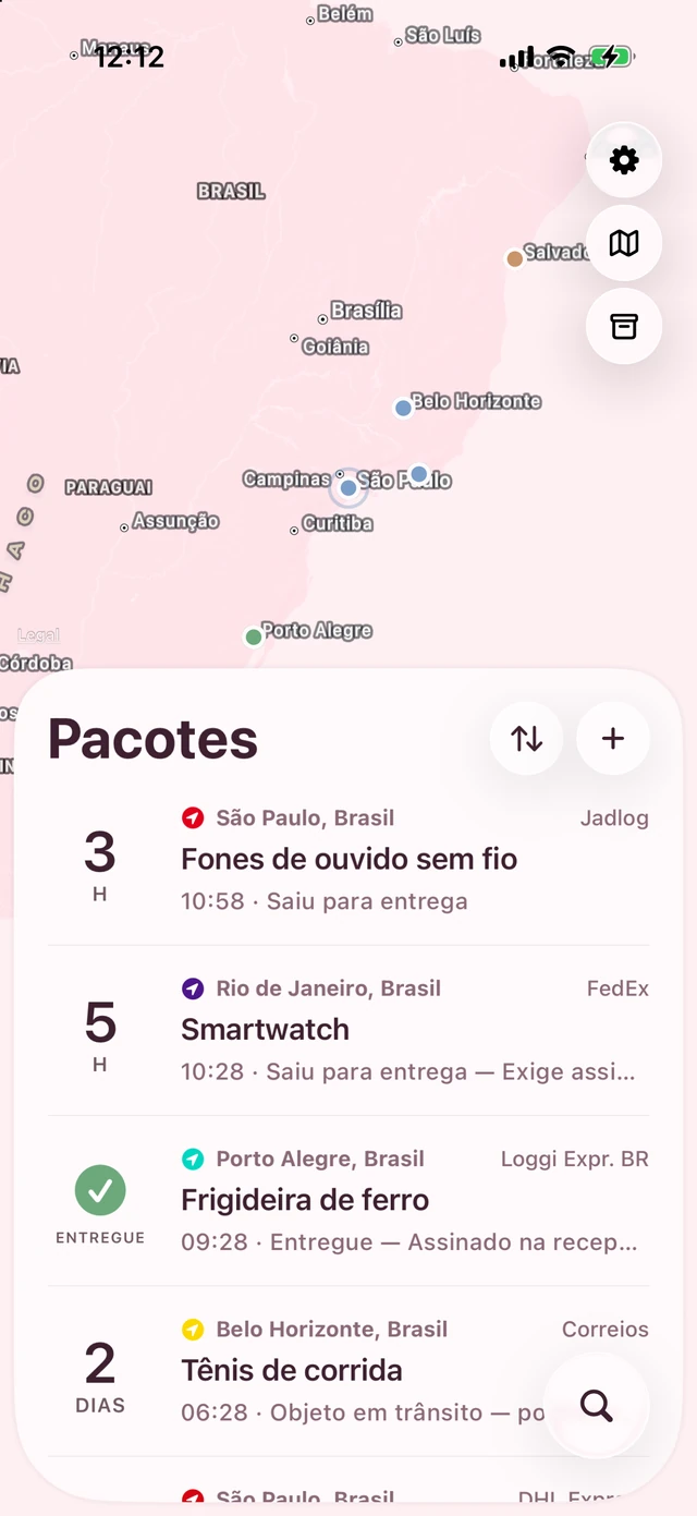 O Pallet no tema Sakura: mapa e lista em rosa suave
