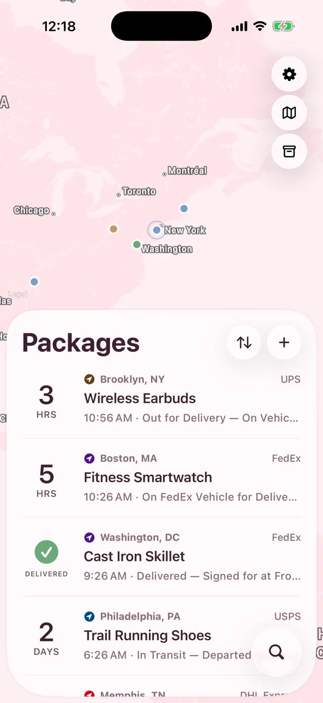 Pallet in the Sakura theme: soft pink map and list