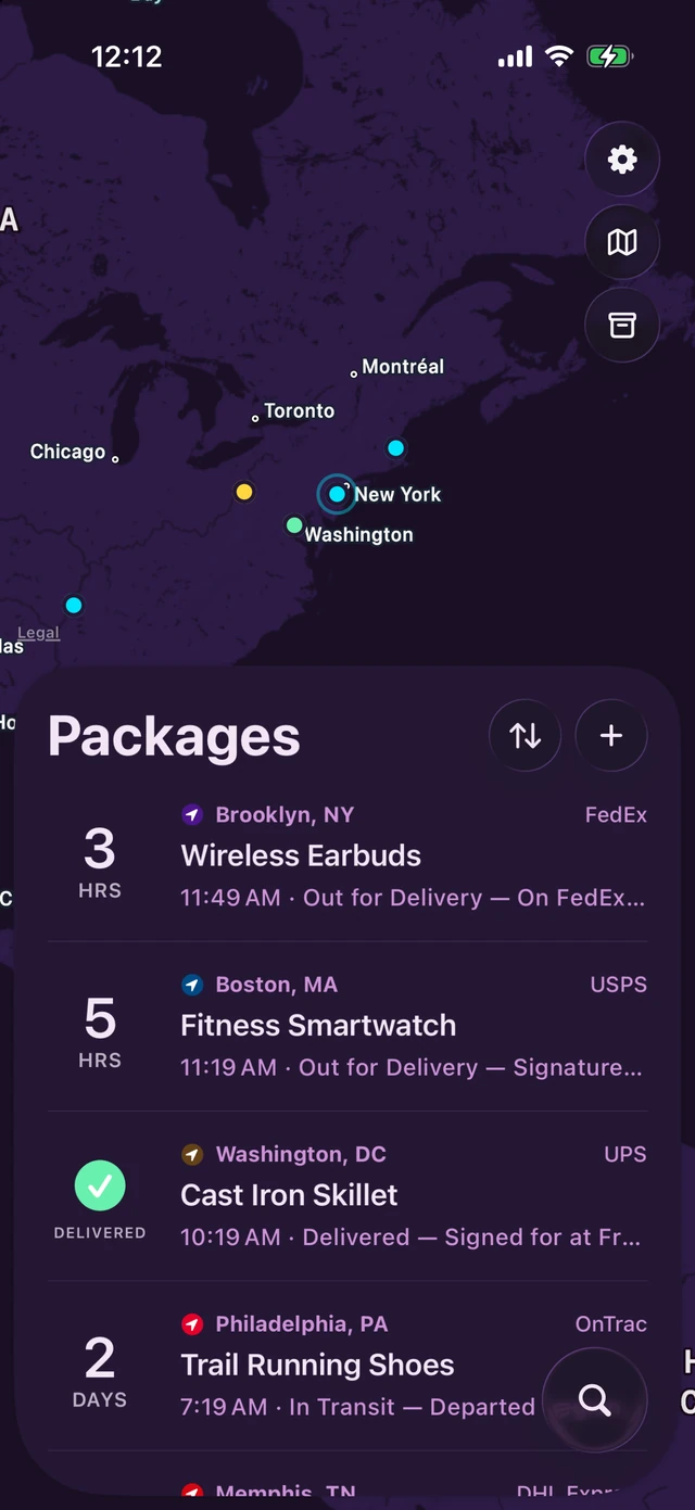 Pallet in the Synthwave theme: deep purple map with neon markers